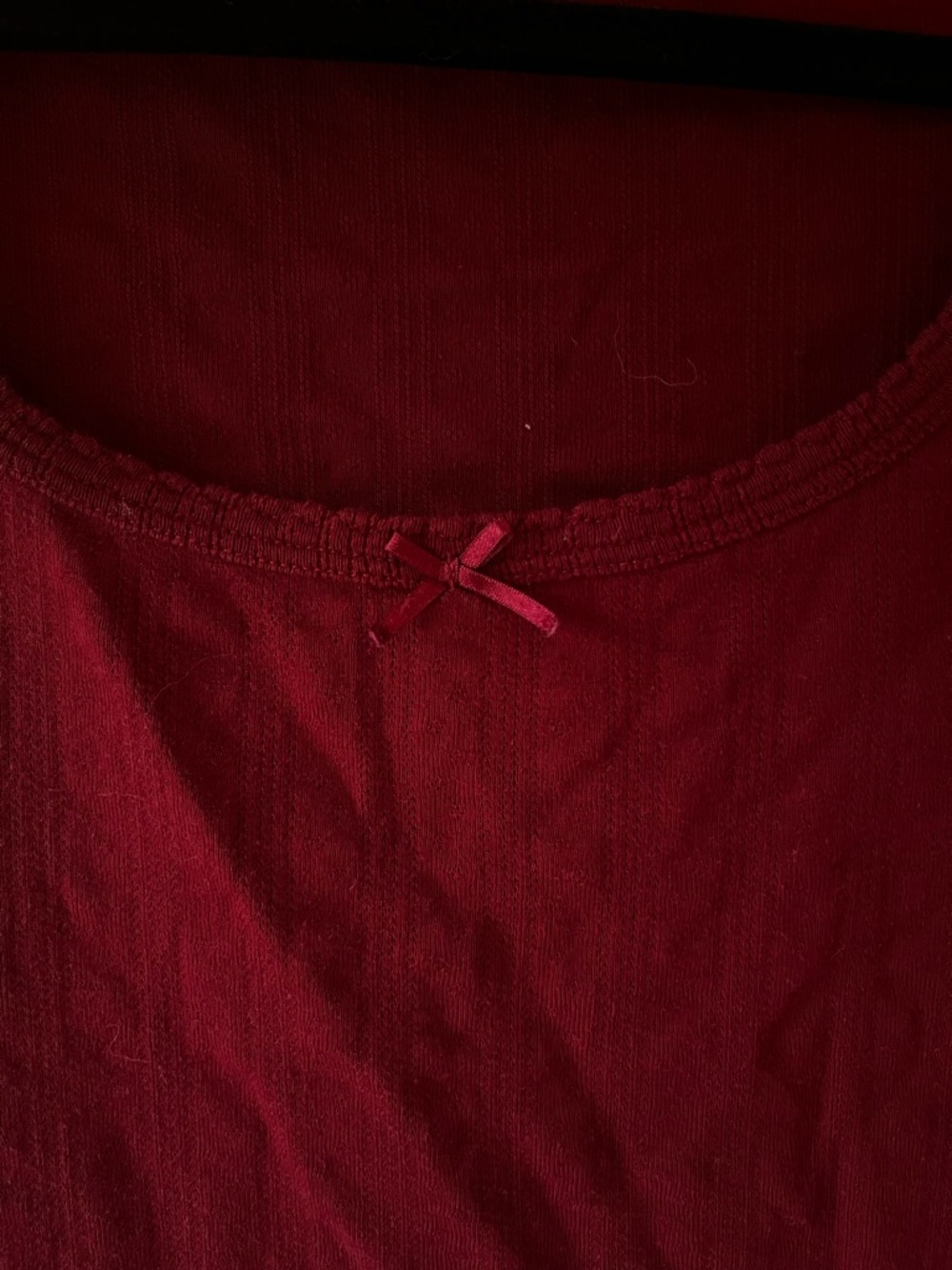 Doen Red pointelle top Medium - Picture 2 of 4